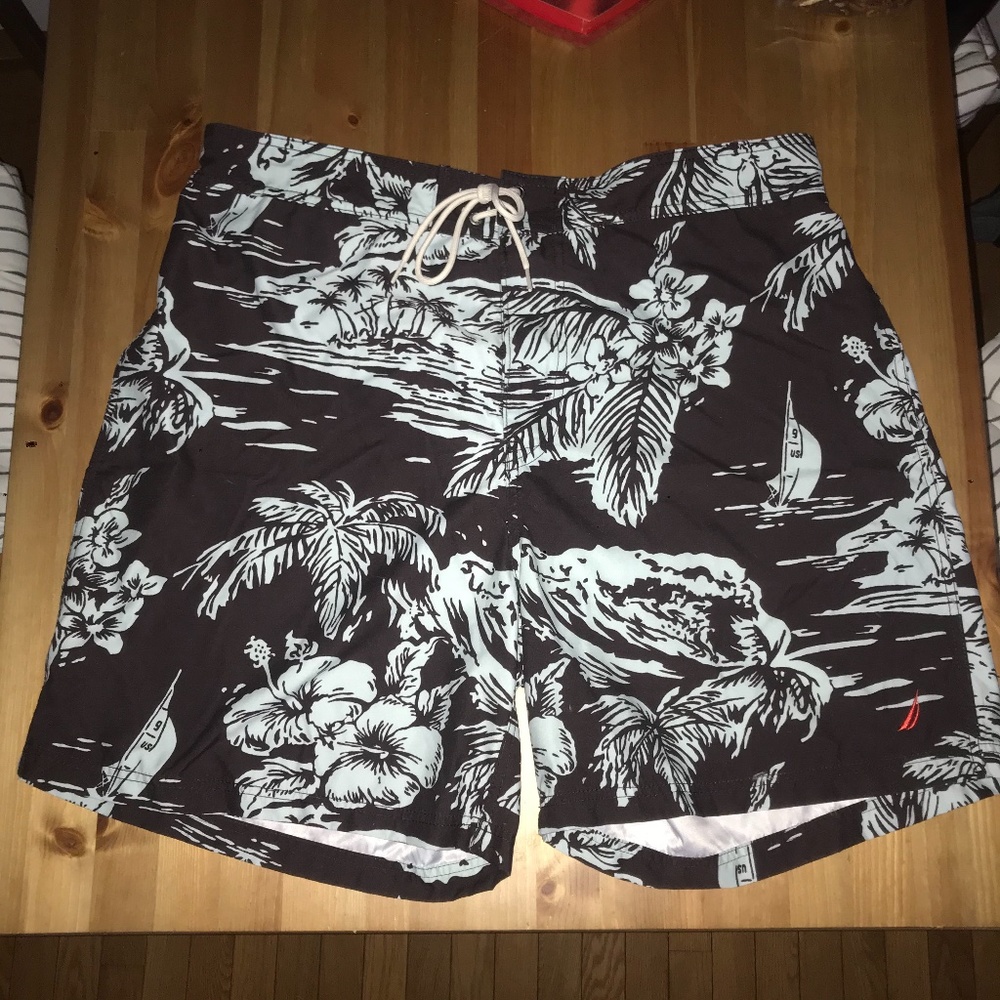 Nautica Swim Trunks Hawaiian Tropical Sailing Men’s XXL